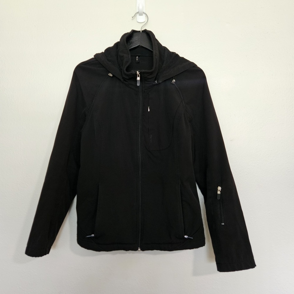 Calvin Klein Womens Small Black Softshell Hooded Jacket Fleece Lined Water... - Picture 1 of 11